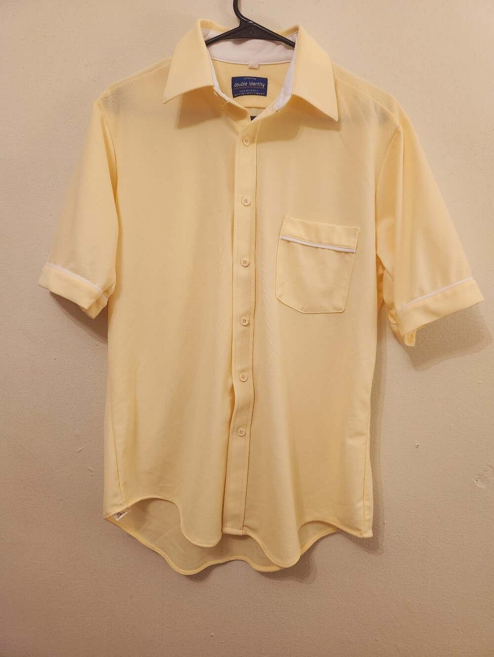 JCPenney Double Identity Vintage Pale Yellow Short-Sleeve Button Down Shirt